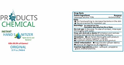 Label Instant Hand Sanitizer Products Chemical Co.